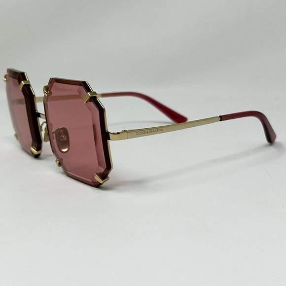 Dolce Gabbana Octagon Sunglasses DG 2216 02/84  55[] 20 Red Lenses Gold Hardware - Picture 3 of 16